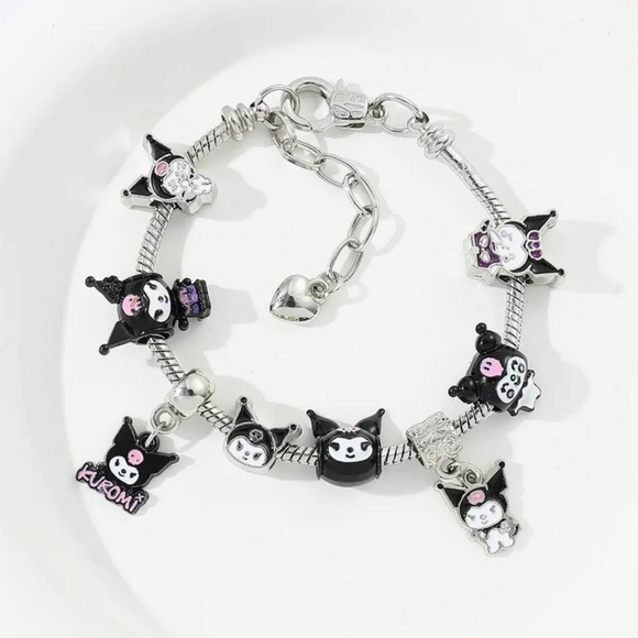 HQRKOTM Bracelet Kuromi – Bijou Sanrio Avec Breloque – Alliage Résistant – Longueur Ajustable 18+5 Cm – Accessoire Enfant Et Ado – Cadeau Anniversaire